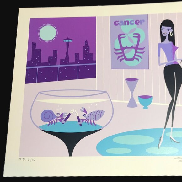 SHAG Josh Agle - 2003 "Cancer” Zodiac Serigraph Art Printer Proof Print Ltd Ed - Picture 5 of 16